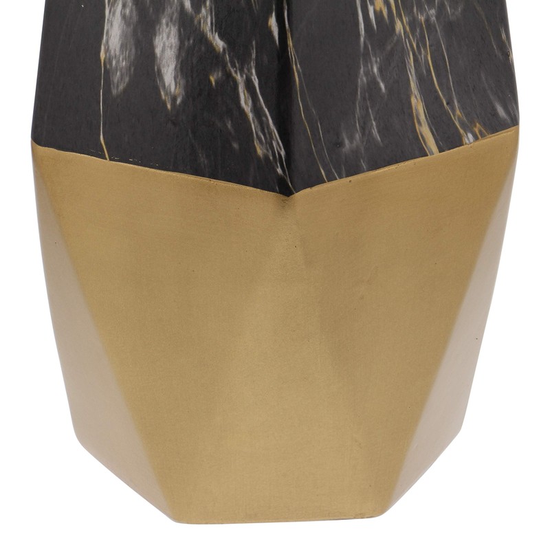Deco 79 60751 Ceramic Marbling Vase, 18" x 7", Black/White/Gold