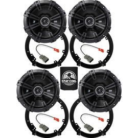 KICKER Speakers 6.5 inch for Honda Civic (Coupe, Sedan) 2016-2020 Upgrade Kit - 4 Pack of DS Series with Adapters and Harness, Coaxial 6 1/2 Car Audio Front and Rear Door Speaker DSC6504, 43DSC6504