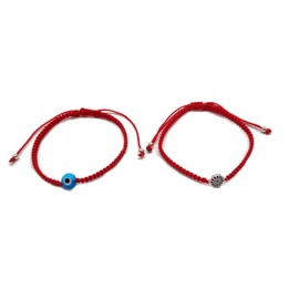 MYSTIC JEWELS By Dalia 7 Knots Red Thread Protection and Evil Eye Adjustable Lucky Charm Bracelet Handmade Unisex, Polyester