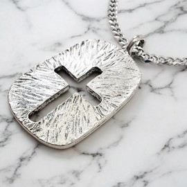 Forgiven Jewelry Cross Tag Hammered Antique Silver Metal Finish Pendant (g2h-ch) Chain Necklace