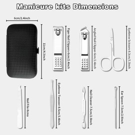 Manicure Set, Nail Clippers Kit, 7 Pcs Manicure Pedicure Kit Men Personal Care Tools Accessories, Black Nail Care Kit with Travel Case Grooming Gifts for Men Teens Boys Dad Boyfriend Father Women Mom