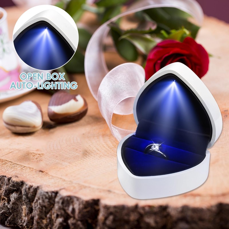 PRETTI Ring Box with Light Heart Shaped Velvet Ring Box
