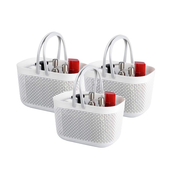UUJOLY Plastic Storage Baskets with Handle Shower Caddy Organizer Bins