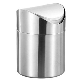 MEIYAXINWIN Desktop Rubbish Bin, Table Bin, Small, Diameter 12 x 16 cm, Table Rubbish Bin, Mini Waste Bin, Silver Table Waste Bin, Small Rubbish Bin, Stainless Steel Waste Bin with Lid