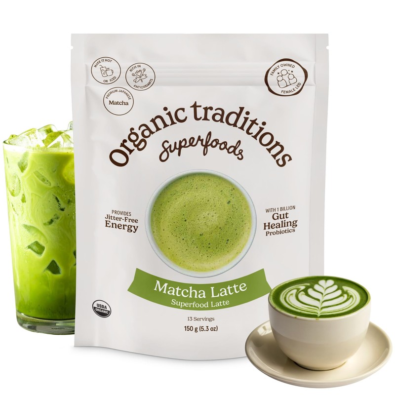 Organic Traditions Matcha Latte con probióticos y vainilla 5 3