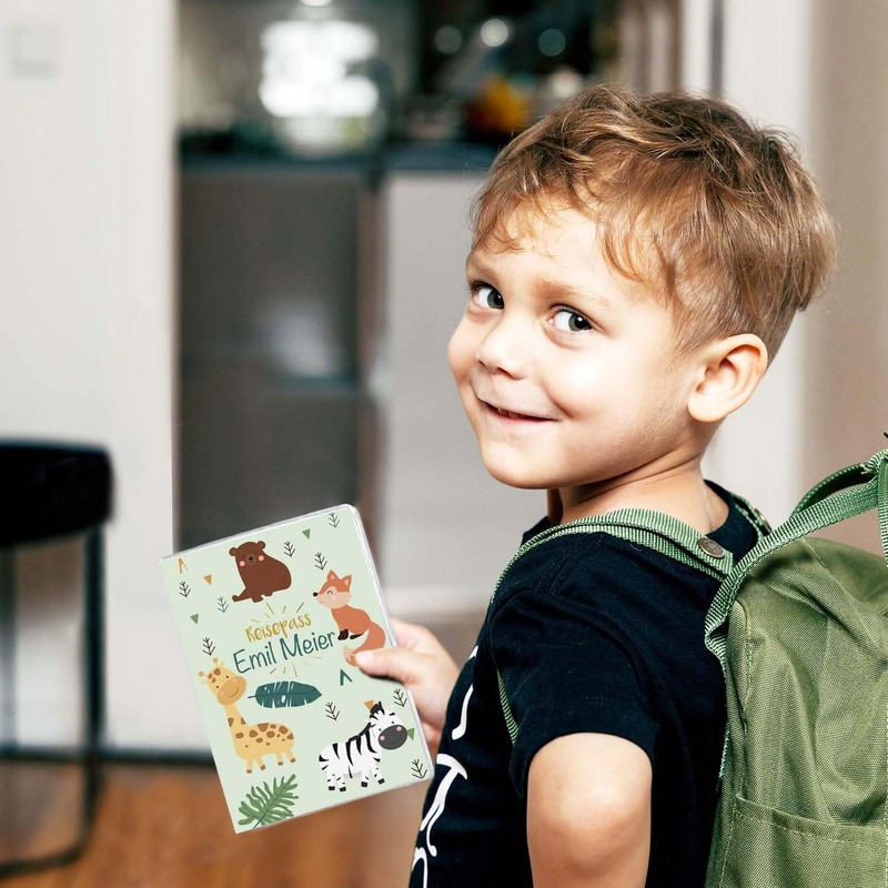 cozy racoon Kids Passport Holder, safari, Modern