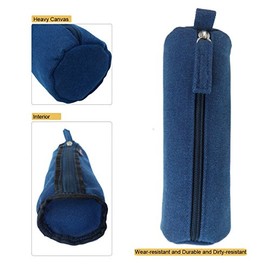 Bolsa de lápices portátil de lona pesada y práctica funda compacta duradera con cremallera, 1 paquete, color azul