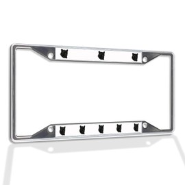 Fastasticdeals Metal Insert License Plate Frame Panther Weatherproof Car Accessories Chrome 4 Holes Solid Insert