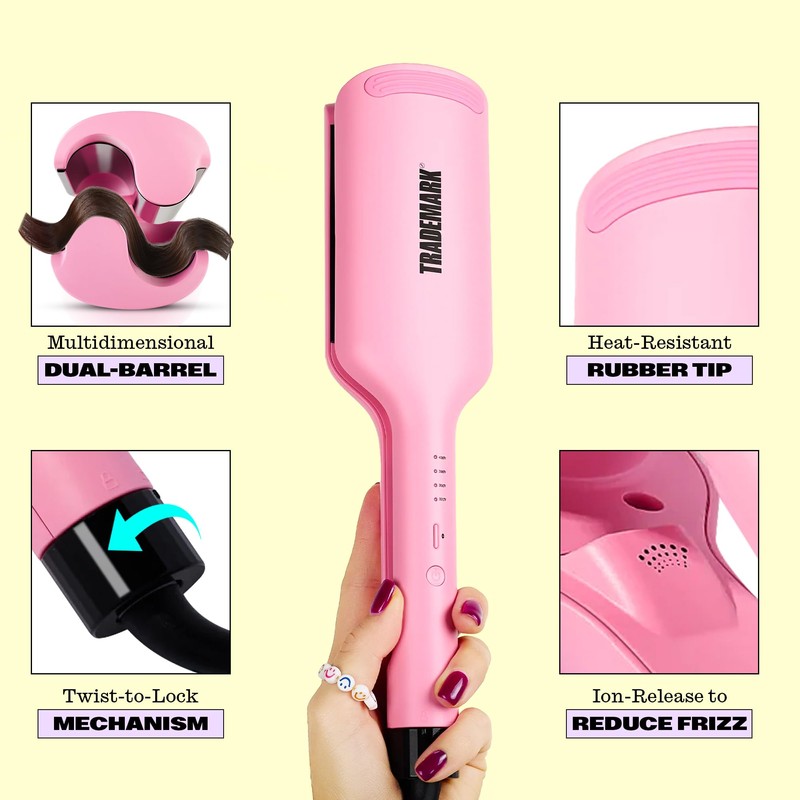 Trademark Beauty Hair Waver - Double Barrel Hair Crimper, Beach