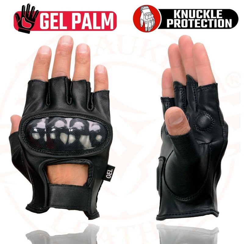 Milwaukee Leather MG7555 Men's Black Leather Gel Padded Fingerless Motorcycle