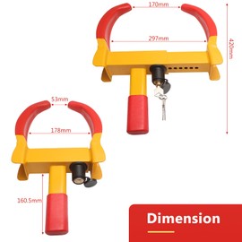 MaySpare Universal Wheel Lock, Heavy Duty Tire Lock, Automotive Anti-Theft Lock for Cars, SUVs, Motorcycles, Golf Carts, Bright Color for Deterrence, with 3 Locks (Yellow-Red), LOCK-5-RED