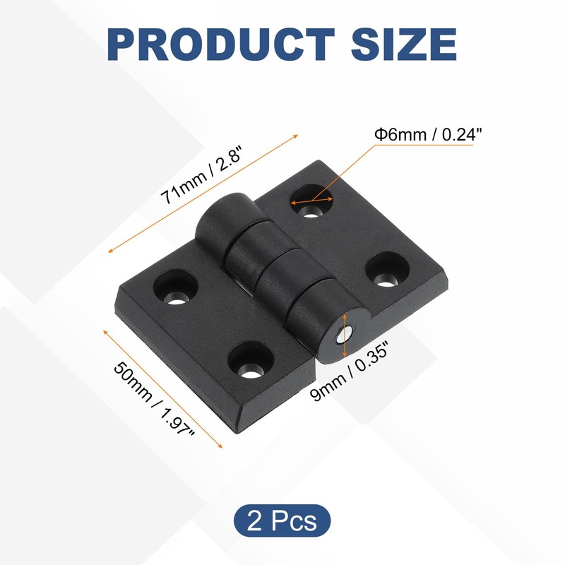 uxcell 2Pcs Torque Hinge, 71x50x9mm Nylon Adjustable Position Control Hinges,