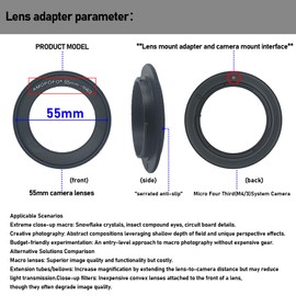 Micro 4/3 to 55 mm Retro Adapter/55 mm M4/3 Macro Reverse Ring Compatible Micro Four Thirds 4/3 Camera, GX1 GF2 G1 GF1 G10, OM-D E-M10 II, Pen-F E-PM2 E-PL2, for Macro Shooting