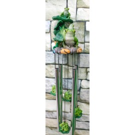 Ebros Pond Green Frog Family On Lily Pads Resonant Relaxing Wind Chime Patio