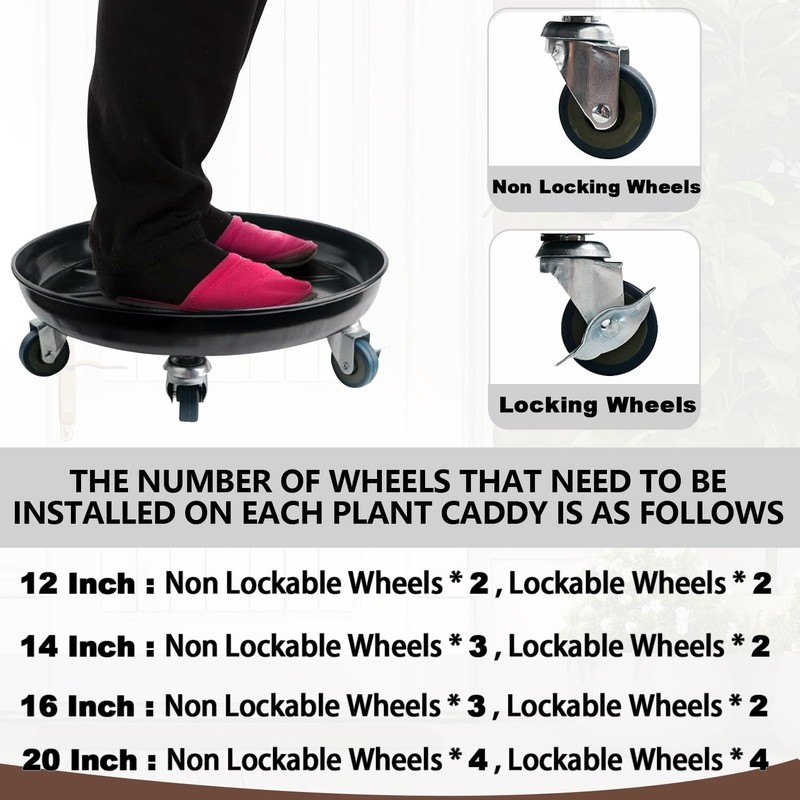 Kaoolaa Plant Caddy with Wheels 20 Inch 2 Pack, Heavy