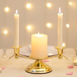 Portavelas Unity para Juego de Ceremonia de Boda - Romadedi Candelabro de Metal Dorado de 3 Brazos para Velas Pilares y Cónicas Unity Decoración Centro de Mesa Novia Recepción Aniversario Regalo