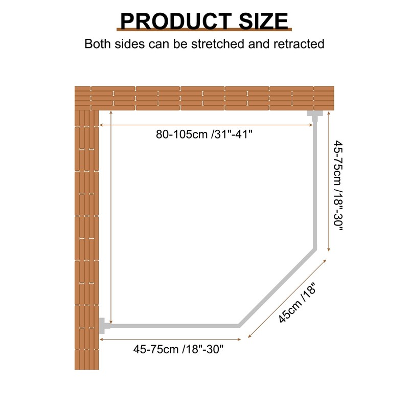 uxcell Stretchable Shower Curtain Rod Rack, Stainless Steel Diamond Shaped