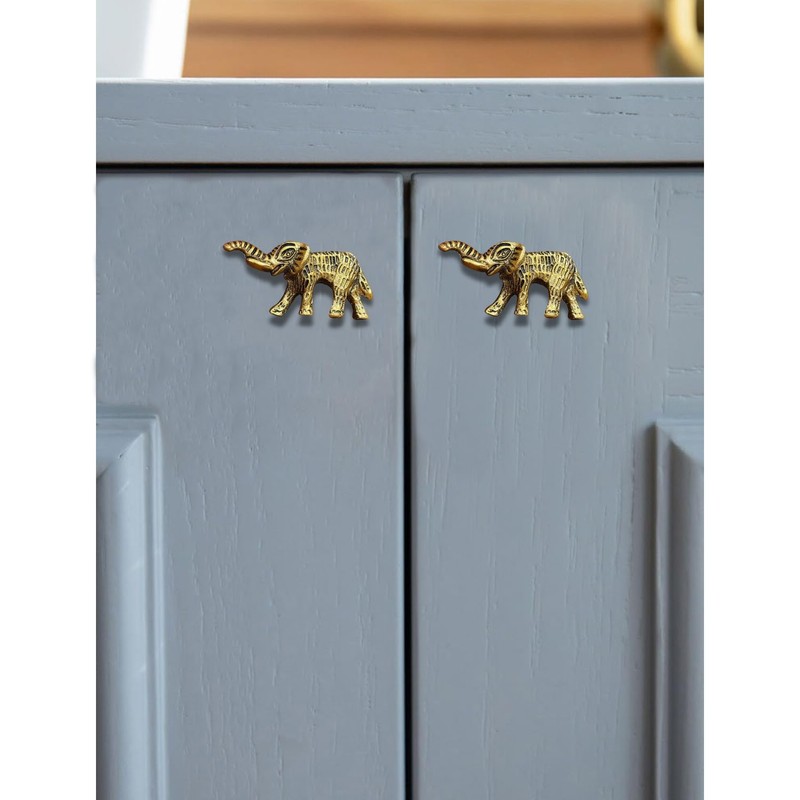 Perilla Home Metal Elephant Knobs Decorative Animal Shape Knobs for