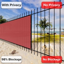 INFRANGE Heavy Duty 195GSM Red 3' x 44' Fence Privacy Screen Windscreen,with Bindings & Grommets Mesh Shade Net Cover for Wall Garden Yard Backyard-Cable Zip Ties Included