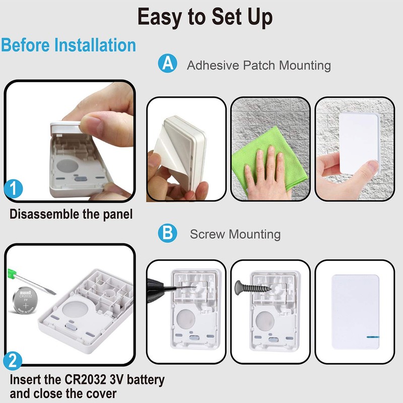 Thinkbee Wireless Light Switch Kit, No Wiring Mini Remote Switch,