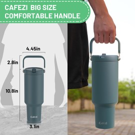 Cafezi 40 oz Tumbler with Lid and Straw, Stainless Steel Vacuum Insulated Tumblers with Flip Straw and Top Handle, Reusable Insulated Water Bottle for Home, Office, Leakproof, Fit in Cup Holder
