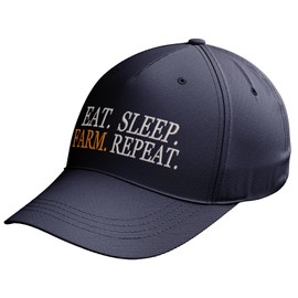 Purple Print House Embroidered Farmers Baseball Cap for Men Women Eat Sleep Farm Repeat Funny Hat Gifts, One Size, Black