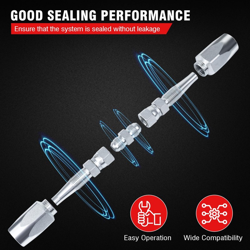 5Pcs Hydraulic Hose Field Repair Kit,1/4" 1/2" 3/8" Inner Diameter