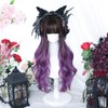 Harajuku Style GAL Women's Wig, Full Wig, Long, Curl, Purple,