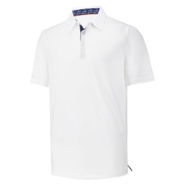 PWOMAG Mens Polo Shirts for Men Short Sleeve Performance Moisture Wicking Quick Dry Casual Solid Sport Collared Golf Shirts for Men, XL White