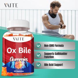VAITE Ox Bile Gummies – 500mg Digestive Support for Gallbladder & Gut Health – Non-GMO, Sugar-Free Supplement – Helps Nutrient Absorption & Bile Flow – 60 Easy-to-Chew Bile Acid Chewables