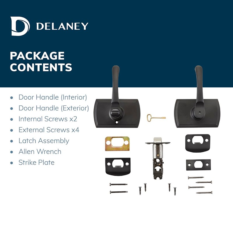 Delaney Callan Hardware Artino Privacy Door Handle, Fits Door 1-3/8