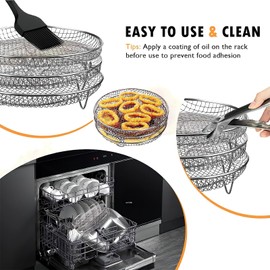 Miawtro Stackable Air Fryer Rack Stainless Steel Grill Rack for Ninja Gowise Phillips Ninja Foodi Food Dehydrator Rack Fits All 4.2QT-5.8QT Air Fryer Accessories