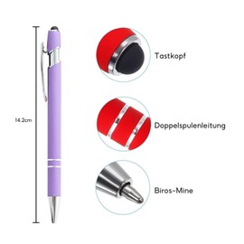 YWKJDDM Ballpoint Pen, Pack of 15 Retractable Ballpoint Pens, Ergonomic Ballpoint Pens, Metal Ballpoint Pens with Stylus for Office and Household