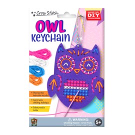 C.S. Kids Owl Keychain, First Sewing Arts & Crafts Gifts - Animal Crafting Keychain | Educational DIY Cross-Stitch Sewing Kit for Kids, Sew Your Own Owl (Safety Needle & Instruction Included)