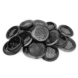 HDbonemu 40Pcs Circular Air Vents 2.1 Inch(53mm) Soffit Vents Stainless Steel Round Vent Mesh Hole Louver for Cabinets, Wardrobes, Shoe Cabinets, Sundry Cabinets and Honey Bee Hive Box (Black)