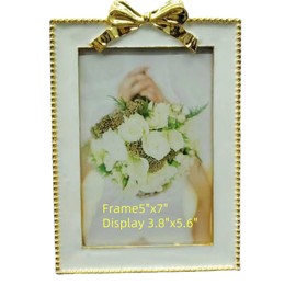 FlyNautics Picture Frame 4x6,Gold Bow Picture frame,Photo Display 4x6, Metal Photo Frame Vertical Tabletop Gold