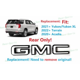 Auto GMC Rear Gloss Black White GMC Emblem GMC 2020+ Acadia 2022+ Terrain 2021+ Yukon XL