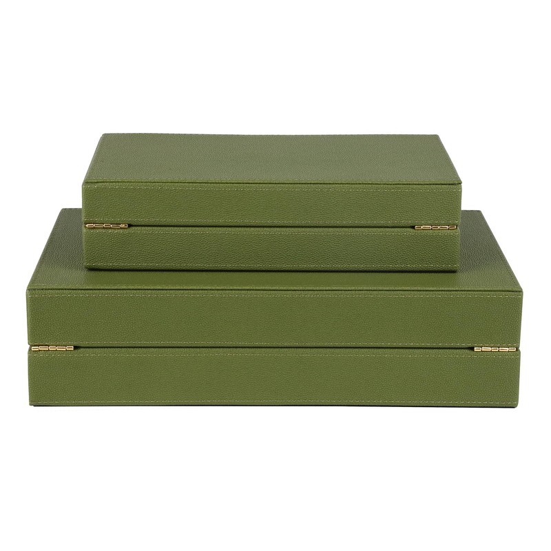 HofferRuffer Faux Leather Decorative Boxes Set of 2, Large Nesting