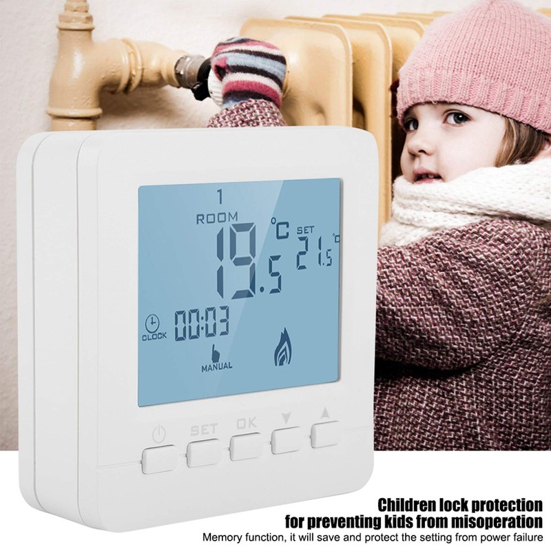LCD Thermostat, Holiday Mode Thermostat for Maison for Temperature Control