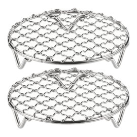 sourcing map 2pcs Round Cooking Rack 4.7-inch 201 Stainless Steel Cross Wire Barbecue Grill Net with 20mm Legs for Cooking Baking Steaming BBQ