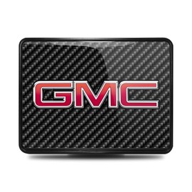 iPick Image, Compatible with - GMC Logo UV Graphic Carbon Fiber Look Metal Face-Plate on ABS Plastic 2 Tow Hitch Cover
