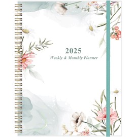 2025 Planner - 2025 Weekly Monthly Planner Runs from January 2025 to December 2025, Planner 2025 with 12 Monthly Tabs, 8.5" x 11", Pink Flower
