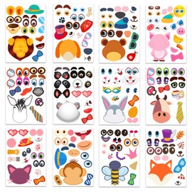 JSTHHTT 36 Pcs Face Stickers for Children - Fun Kids Stickers for Party Bags Reusable Sticker Books and Animal Stickers Included Great for Kids' Papeterie & Stickers Stickers Party Bag Fillers