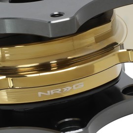 NRG Innovations SRK-R200GM-CG SFI 42.1 Spec D Shaped 6-bolt Steering Wheel Quick Release Adapter,Gun Metal Quick Release/Chrome Gold Ring
