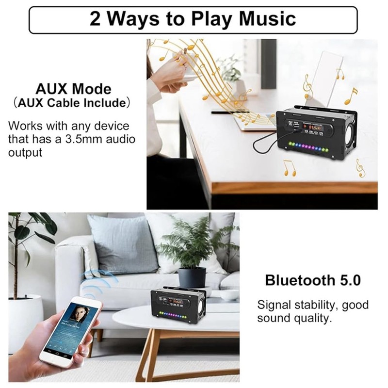 Stroagymoon DIY Bluetooth Speaker Kit LED FM Radio USB Mini
