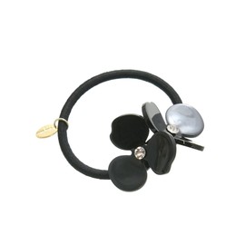 VingTAINE H7671-BK-HGOM Hair Elastic Hair Cuff, Pony Hook, Tortoise Shell Style, Double Flower, Stone, Hair Hook, Flower, Hair Accessories, Adult Casual, Simple