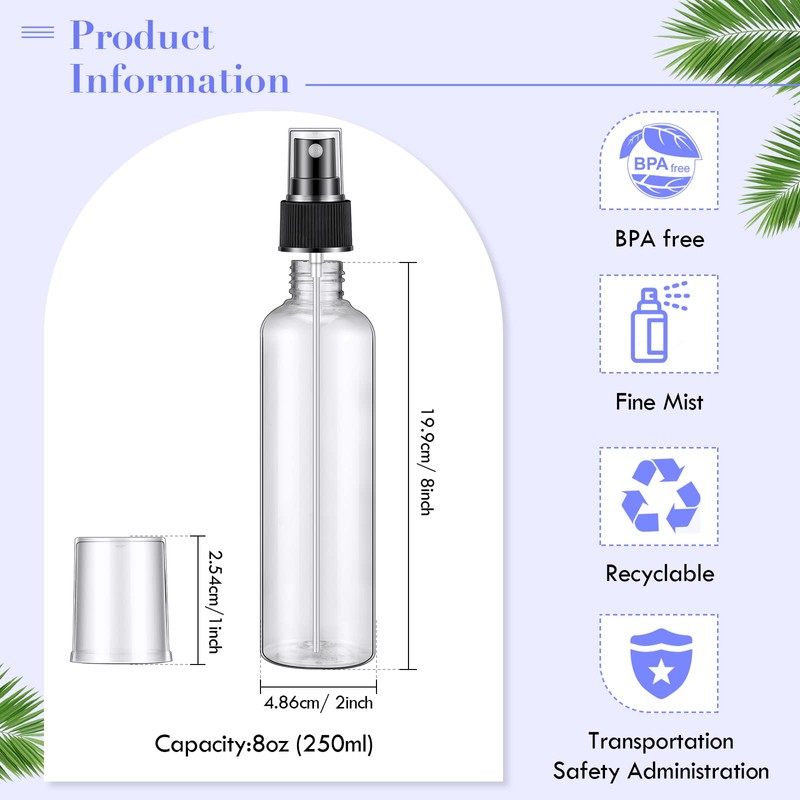 32 Pcs 8 oz Spray Bottles Fine Mist Empty Clear