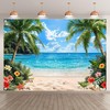 ZTHMOE Fabric 7x5ft Summer Tropical Beach Backdrop Hawaiian Island Banner