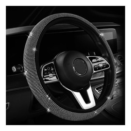 Car Steering Wheel Cover Glitter Steering Wheel Cover Colour Diamond Studded Full Rhinestones Steering Wheel Cover Glitter Universal Non-Slip Elastic Car Accessories 36-38 cm (Colour)
