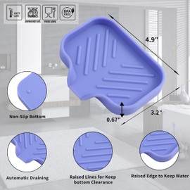 MicoYang MicoYang Silicone Bathroom Soap Dishes with Drain Spout-Bathroom and Kitchen Sink Organizer,Sponge Holder,Dish Soap Tray,Perfect for Dispenser,Scrubber,Bottle on Sink or Counter-Light Purple 4.9"3.2"